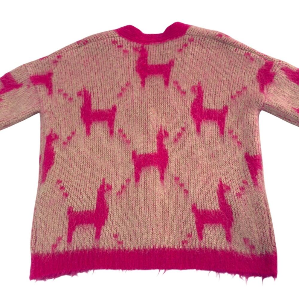Maje Mylama Graphic-Pattern Knitted Cardigan Pink Womens Size 1 (Small) - Picture 7 of 11